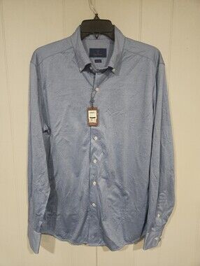 David Donahue Mens Fusion Blue Dress Shirt Size 16 M/L Long Sleeve Button Up NWT